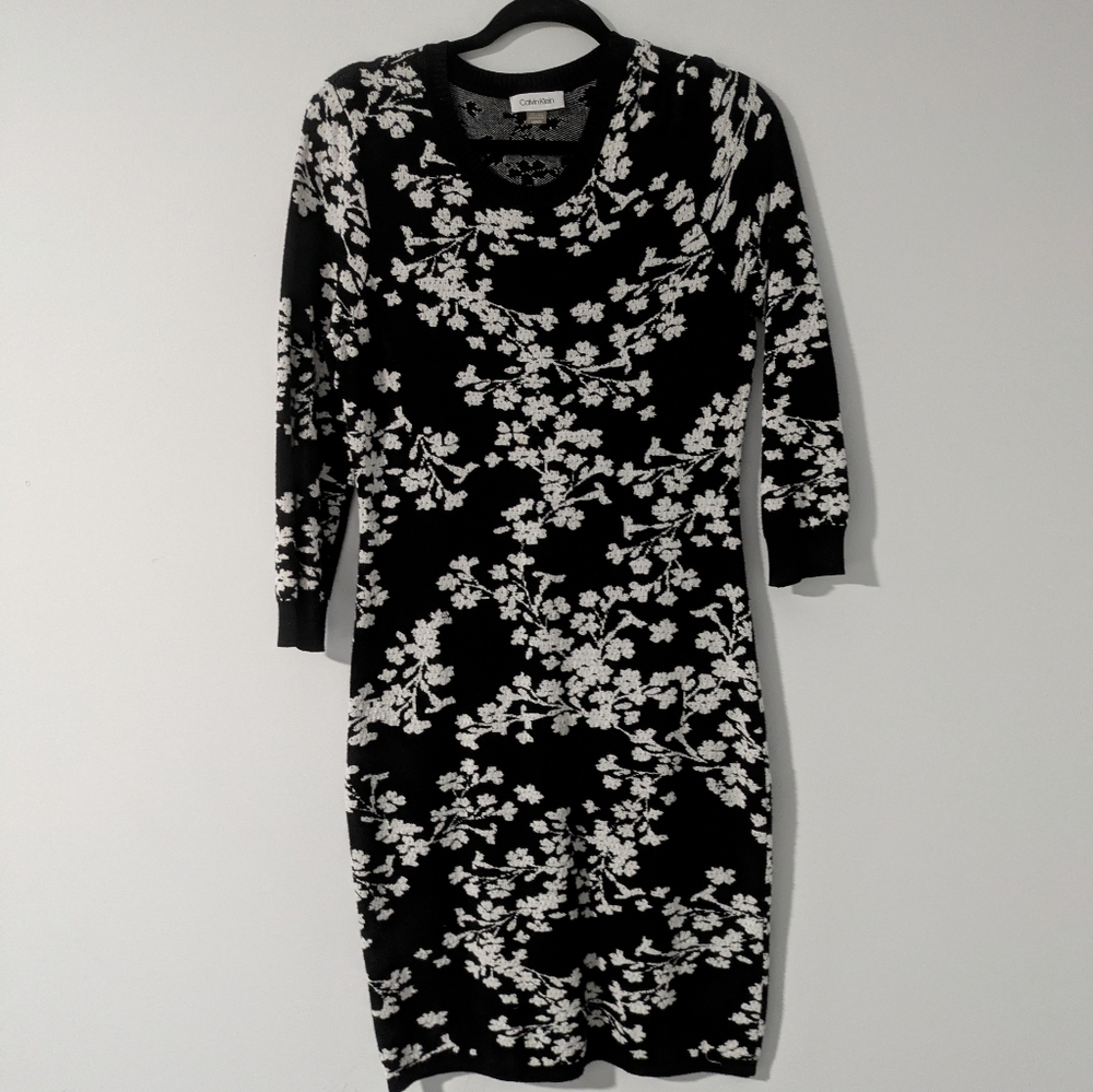 Calvin Klein Black and White Floral Dress